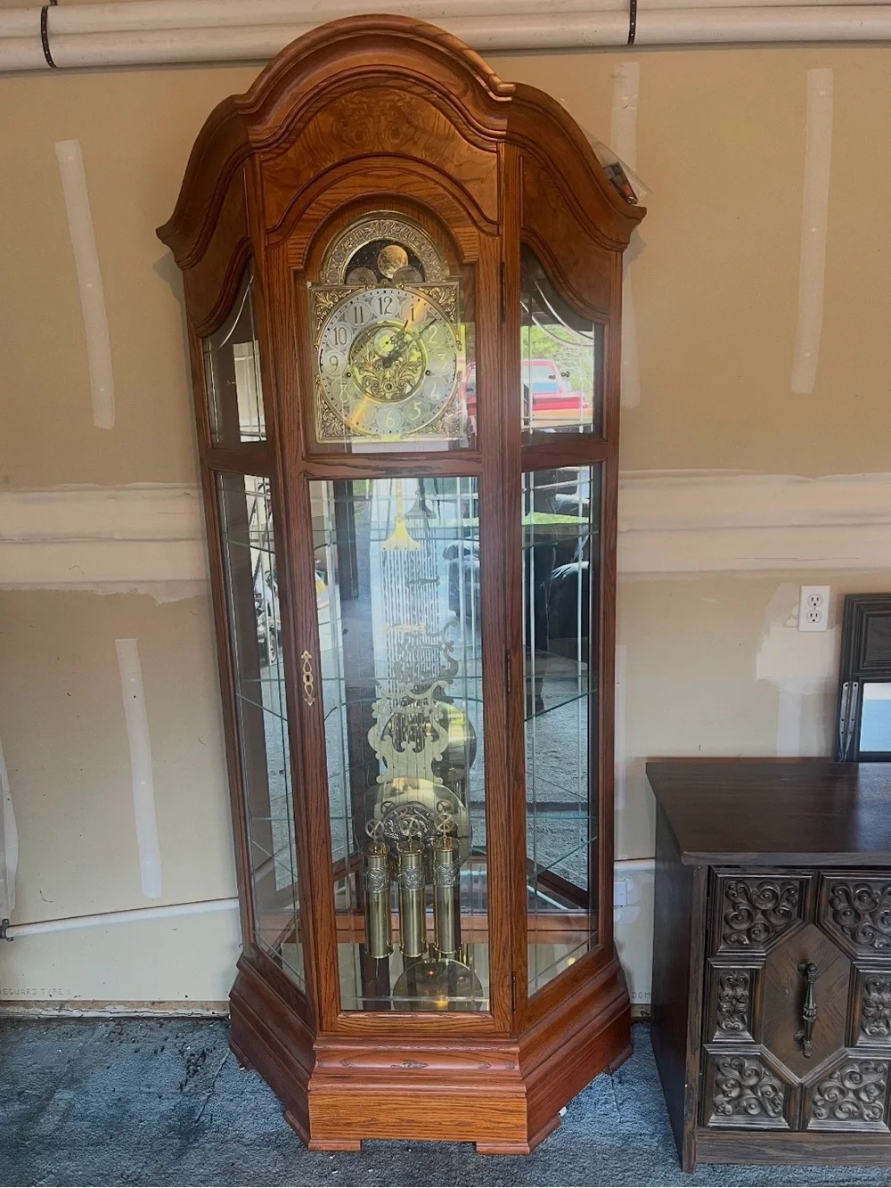 Ornate Wall Clock Dial in Gold and Silver Tones